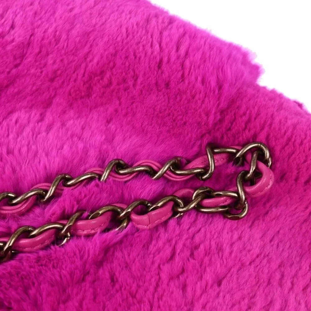 Chanel Pink Fur Chain Shoulder Bag 143554 - Picture 9 of 11